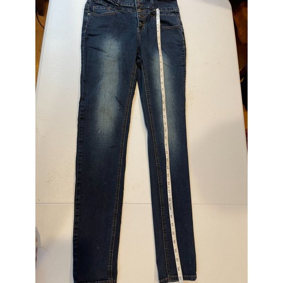 Almost Famous Womens Jeans Skinny Leg Button Fly Stretch Mid Rise Blue Size 7 - Picture 9 of 11